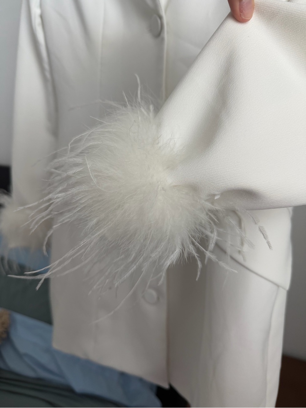 Fashion Nova White Feather Cuff Blazer Mini Dress - Picture 3 of 6